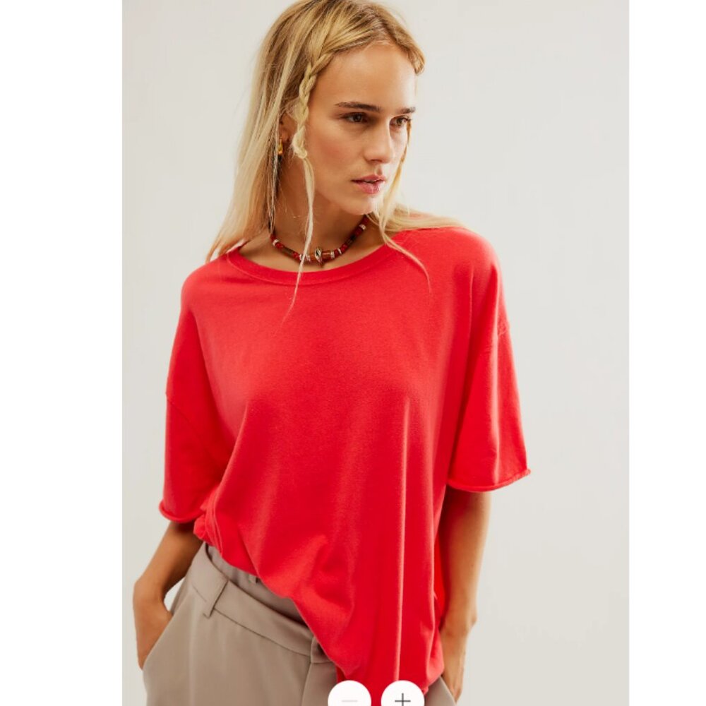 Free People We The Free Nina Tee in Rusted Red, size M